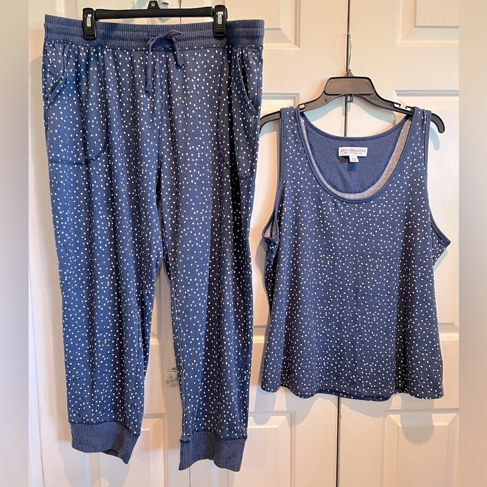 SOFT💙Blue Polka Dot Tank & Jogger Pajama / Loungewear Set